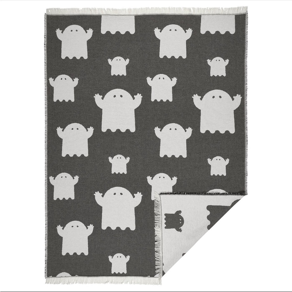 IKEA KUSTFYR Halloween Ghost Soft Cotton Throw Blanket NEW
